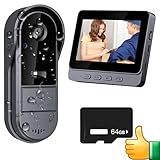 X8 Drahtlose Türklingelkamera, 2026 Upgrade-Video-Türklingel mit 4,3-Zoll-Innenmonitor, wasserdichtem Design, Zwei-Wege-Audio-Gegensprechanlage und HD-Nachtsicht, 64-GB-TF-Karte im