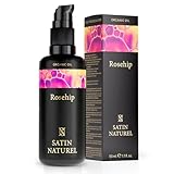 Satin Naturel BIO Rosenöl 50ml - 100% reines Hagebuttenöl kaltgepresst - Gesichtsöl, Körperöl, Massageöl, Hair Oil - Wildrosenöl, Rosehip Oil zur Pflege von trockener Haut - Anti Falten Wirkung