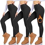 Hi Clasmix 3er-Pack Fleece-gefütterte Leggings für Damen, hohe Taille, Bauchkontrolle, nahtlos, Winter, thermisch, warm, Workout, Yogahose