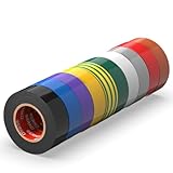 ERKO Isolierband Multicolor 10er Pack 15mm x 10m PVC Elektrische Leitungen Reparatur, Hochflexibel mit starker Klebekraft, Chemiebeständig, Wasserfest, Farbig Set