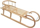 Best For Kids Hörnerrodel 120 cm mit Rückenlehne + Zugleine Rodelschlitten Davoser aus Holz bis 200 kg belastbar