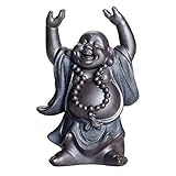 YacHEkia Feng Shui Statue, Heimdekoration Ornamente Feng Shui Skulptur Chinesisches Feng Shui Schwarzgold Sand Lachende Buddha-Statue Glückliche Maitreya-Skulptur Heimdekoration