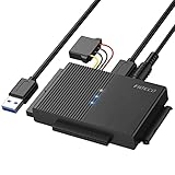 FIDECO IDE und SATA Adapter, USB 3.0 Festplatten Adapter mit Netzschalter, SATA und IDE Konverter für 2.5' und 3.5' HDD oder SSD, CD-ROM, CD-RW, DVD-RW Laufwerke