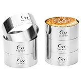Guowall 6 Stück Ø 10cm Burgerringe, Nahtlose Dessertringe und Speiseringe Set, Edelstah Backringe für Backen, Dessert,Mousse