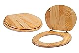 MSV WC Sitz Toilettendeckel Holz 'Kiefernholz' Scharniere aus Edelstahl - hochwertige und stabile Qualität