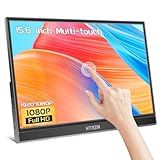 15,6 Zoll Tragbarer Monitor Touchscreen,FHD Display 1920x1080 USBC HDMI IPS Kickstand &Lautsprecher,HDR Plug&Play Externer für Laptop PC Telefon Mac Xbox PS5/PS4 Switch