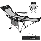 #WEJOY 2-in-1 Campingstuhl Faltbar, Strandstuhl mit Verstellbarer Rückenlehne & Fußstütze, Relaxsessel Liege mit Getränkehalter, Liegestuhl Angelstuhl für Outdoor Camping