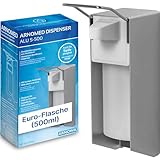 1x ARNOMED Desinfektionsspender Aluminium, Seifenspender für 500ml, kurzer Armhebel, Seifenspender zur Wandbefestigung, Eurospender für Desinfektionsmittel, Soap Dispenser, Desinfektionsmittelspender