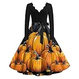 Abendkleid Damen Vintage Hexe Kostüm Halloween Cosplay Kostüme Halloween Kostüm Frauen Viktorianisches Kleid Halloween Kostüm Einhorn Kostüm Damen Halloween Kleider Damen Orange XL