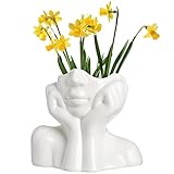 Yardwe Keramik Skulptur Vasen Frauenkörper Körper Porzellanvase Hochzeitvasen Blumentopf Nordische Gesicht Abstrakt Vase Pflanzgefäß für Wohnzimmer Büro Tisch Wohnkultur Dekoration