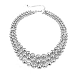 Bänder Halskette Übertriebene mehrschichtige geometrische Metallrunde Perlenkragen Persönlichkeit Punk Set Stacking Halskette weiblich (A, One Size)
