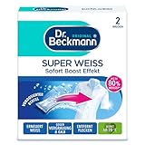 Dr. Beckmann Pulver, Super Weiß | entfernt Grauschleier | hilft gegen Vergilbungen | die Wäsche wird wieder strahlend Weiß, Frisch | 2x 40 g