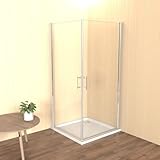 LEMMO Eckeinstieg Duschkabine Pendeltür 90 * 90 cm ESG Glas mit NANO Beschichtung Höhe 185cm