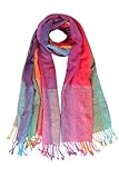 70 x 180 cm Damen Warm Schal, Damen Farbe Schal,Winter Ethnic Schal Mit Style Colorful Gradient Schal Marokko,Winter Ethnic Schal Mit Quasten