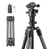 K&F Concept K234A0 Handy Stativ,163cm Kamera Stativ, Tripod für unterwegs (BI234M), Stativ für Smartphone mit Handyhalterung, Aluminium Reisestativ