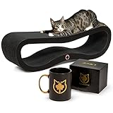 CanadianCat Company ® Kratzbrett Orbit 2.0 gemastert - Black Edition + Limitierte Love Tasse | Kratzwelle, Kratzpappe