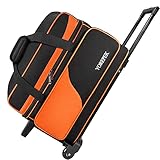 Bowlingballtasche mit 2 Bällen mit Rollen, gepolsterte Trennwand und Ballbecherhalter für 2 Bälle, großes separates Fach für Bowlingschuhe und Bowlingwerkzeuge oder Zubehör, einziehbarer Griff,