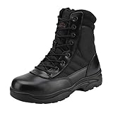 NORTIV 8 Herren Militärische Taktische Arbeitsstiefel Leder Motorrad Kampfstiefel,Size 43.5W,SCHWARZ,TROOPER-W