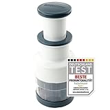 FACKELMANN 27903 Zwiebelhacker #easyprepare, hochwertiger Zwiebel-, Gemüse- und Kräuterhacker mit durchsichtigem Auffangbehälter, sicherer Halt durch Anti-Rutsch-Füße (Farbe: Weiß/Blau-Grau)