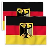 EUDSRODEMY 2 Stück 90x150 cm Deutschland Flagge mit Adler, Deutschland Fahne, Deutschlandfahne, Deutsche Flagge, Deutschlandflagge - Polyester mit leuchtenden Farben und Messing-Ösen