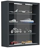VCM Glasvitrine hängend | Vitrine Glas mit ESG-Sicherheitsglas | Maße: H. 40 x B. 37 x T. 10 cm| Hängevitrine Glas | Modern und platzsparend | Glas Vitrinenschrank - Agisa S Anthrazit