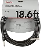 Fender Professional Series Instrumentenkabel, 5,7 m, Gerade zu Abgewinkelt, Schwarz, Gitarrenkabel für E-Gitarre, Bass, Studio, Audio & Profi Kabel