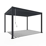 WEIDE® Deluxe Pavillon in Anthrazit mit Lamellendach 3x4 m I Rostfreie & Robuste Voll-Aluminium Pergola freistehend I Optimaler Schutz vor Sonne & Regen Dank verstellbaren Aluminium-Lamellen