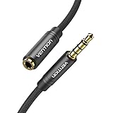 VENTION-Kopfhörer-Verlängerungskabel,3,5-mm-Audio-Verlängerungskabel,Stereo-Audio-Kabel,4 Polig TRRS 3.5mm Stereo-Verlängerungskabel,Stützmikrofon vergoldetes Nylon-Geflechtkabel für Headset/TV/Laptop