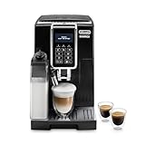 De'Longhi Dinamica ECAM 350.55.B Kaffeevollautomat mit LatteCrema Milchsystem, Cappuccino, Espresso und Kaffee auf Knopfdruck, Digitaldisplay, 2-Tassen-Funktion, Großer 1,8 Liter Wassertank, Schwarz