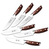 YARENH Steakmesser Set 6-tlg, Hochwertiges Deutsche Edelstahl 1.4116 Steak Messer, Ergonomischer Natürlicher Holzgriff, Tafelmesser mit Premium Geschenkbox, Wellenschliff Steakbesteck Set