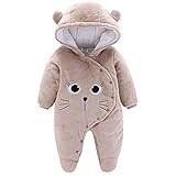 Baby Winter Fleece Overall Mit Kapuze Mädchen Jungen Schneeanzüge Warm Strampler Outfits Khaki 3-6 Monate