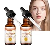 Vitamin-C-Serum für das Gesicht mit Hyaluronsäure, aufhellendes Serum für Frauen, Anti-Aging, aufhellende, feuchtigkeitsspendende Haut, hilft, das Erscheinungsbild (2Pcs)