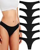 ANZERMIX Damen Atmungsaktive Thong Baumwolle String Unterwäsche 6er Pack (Black-6PK, M)