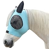 LEAFOREST Pferd Mesh Fliegenmaske mit Ohren, Weiche Lycra Mesh Maske Anti-UV mit Ohren Pacific Blue, Cob