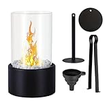Ethanol Tischkamin Rund, EthanolKamin Indoor Zum Heizen 27 X 16 cm, Edelstahl Mini Kamin Dekorative Feuerlampe, Tischfeuer Bio Ethanol Mit Deko Steinen Für Schreibtisch, Nachttisch, Balkon, Terrasse