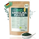 He-Ju Bio Spirulina Pulver 250g – laborgeprüft, proteinreich, in BIO-Qualität, ohne Zusatzstoffe, ideal für Smoothies & Shakes, vegan