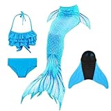 SPEEDEVE Meerjungfrauenschwanz Badeanzug mädchen Mermaid Tail mit Monoflosse,Lan-dh53,130