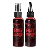 Waschbares Kunstblut – realistisches flüssiges Halloween-Kunstblut, 60 ml, flüssig, sicher, feuchtigkeitsspendend, Mehrzweck-Make-up-Spritzer für Unterricht, Outdoor-Dramen, Party, Cosplay, Fotografie