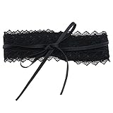 eMagTech Gürtel für Damen, Gürtel aus Spitze, Ledergürtel, Dekoration für Frauen, 60 cm-95 cm, Größe Sommerkleidung, Röcke, Latzhose, Winterkleidung, Mäntel, Schwarz, Schwarz , 220x10cm