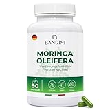 Bandini® Moringa Oleifera 1260 mg – Natürliches Nahrungsergänzungsmittel reich an Vitaminen, Mineralstoffen und Antioxidantien – Für mehr Energie und Wohlbefinden – 90 vegane, gentechnikfreie Kapseln