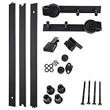Schiebetür-Kit Schiebetürbeschläge for Scheunentore, Rollenschienen-Set for Schrankschränke, Holz-Scheunentor-Schienen-Set, System, 180 cm, Türbeschläge Reibungsloser Betrieb(150cm Single Door)