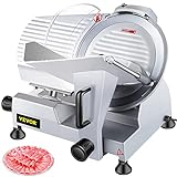 VEVOR Aufschnittmaschine Gastro Allesschneider Edelstahl 10 Zoll Schneidemaschine Küche Schnittstärke 0-17 mm Meat Slicer Electric Slicer für Fleisch Gemüse Obst Restaurants, Silber