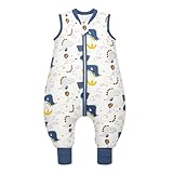 MIKAFEN Baby Schlafsack Winter mit Füßen 2.5 Tog 100% Baumwolle(Oeko-TEX) Kinder winterschlafsack für Jungen und Mädchen 90cm/Höhe100-110cm,Dinosaurier