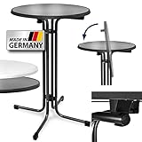 Beautissu Klappbarer Stehtisch Ø 70 cm Sylt – Bistrotisch Rund Made in Germany Klapptisch Wetterbeständig & Hitzebeständig - Kratzfester Partytisch höhenverstellbar, leichte Montage & TÜV – Anthrazit