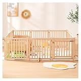 Hunde-Laufstall aus Holz, zusammenklappbar, für drinnen und draußen, für kleine und große Hunde, einfacher Aufbau, Raumteiler, 43 cm hoch, sichere Hundebarriere