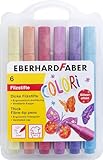 EBERHARD FABER 551214 - Filzstifte Set Glitzer, 6 dicke Malstifte im Kunststoffetui, Strichstärke 2 mm