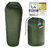 LightDry® Mumien-Schlafsack Thermo 3-Jahreszeiten High-Tech Mikrofaser Schlafsack bis -13°C; Leicht, Kompakt, Warm (Olivgrün)