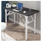 RiouPsithuric Kompakter, zusammenklappbarer Computertisch, moderner Kleiner PC-Tisch für Home Office und Schlafzimmer, stilvoller Schreibtisch für begrenzten Platz, Schwarz 80 x 50 cm (31,4 x 19