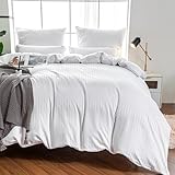 Amolavet Bettwäsche 135x200 2 teilig Set Hotel Streifen Weiß mit Reißverschluss für Einzelbett Hotel Bettwäsche 135x200 Mako Satin Damast Streifen Mikrofaser für Ganzjährig Warm Weich Bügelfreie