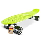 BIKESTAR Vintage Retro Cruiser Skateboard 60mm für Kinder und Erwachsene auch Anfänger ab ca. 6-8 Jahre | Grün & Schwarz